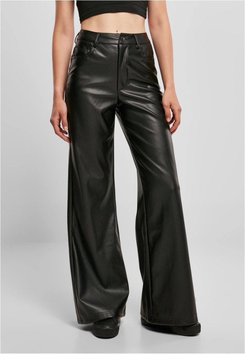 Ladies Faux Leather Wide Leg Pants