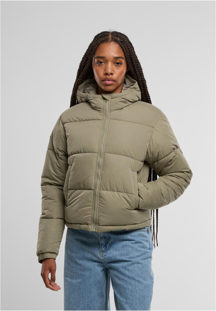 Ladies Peached Puffer Jacket With Hood
