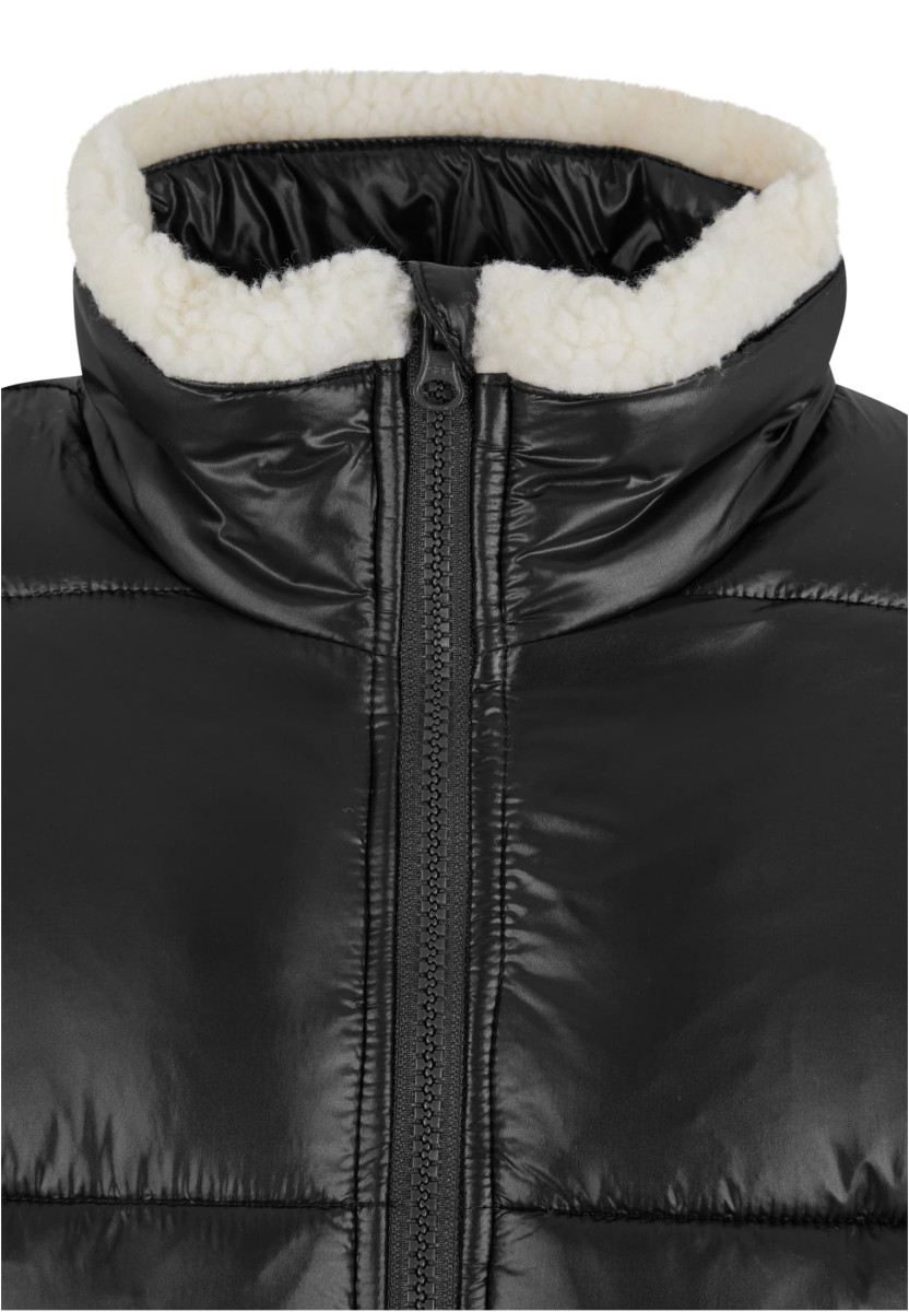 Ladies Recycled Shiny Puffer Sherpa Jacket