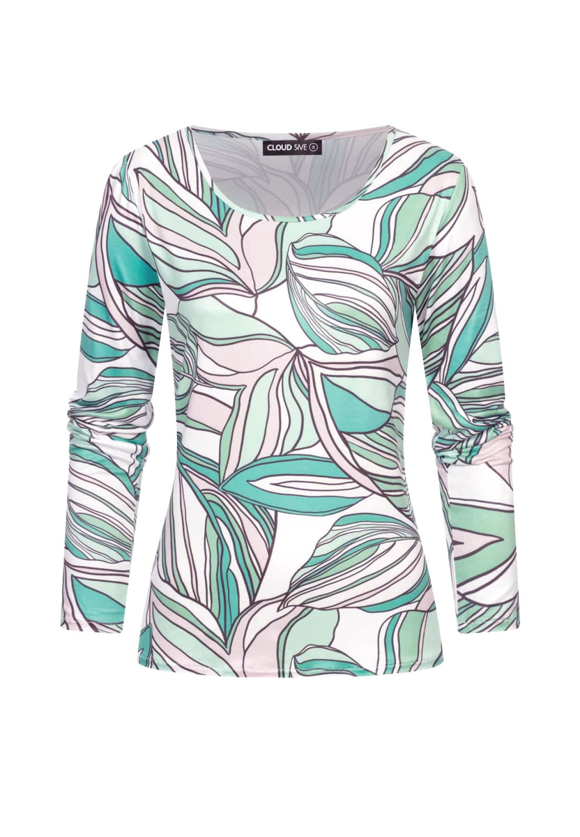 Langarm Top mit Bl?tter Print