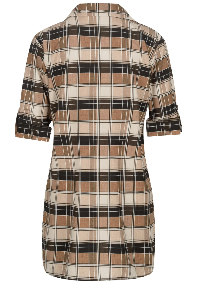 Turn Up 3/4 Arm Bluse kariert small