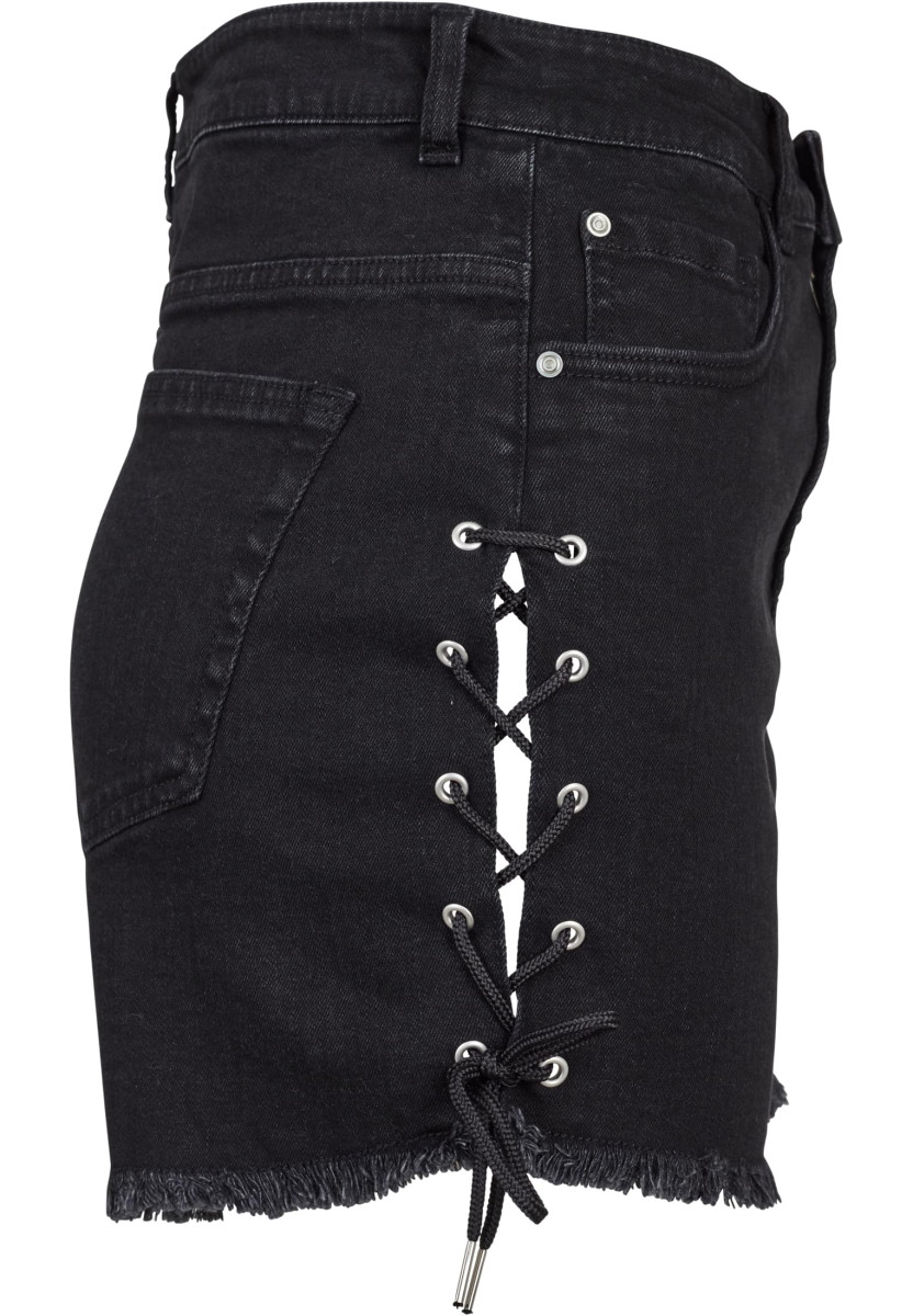 Ladies Highwaist Denim Lace Up Shorts