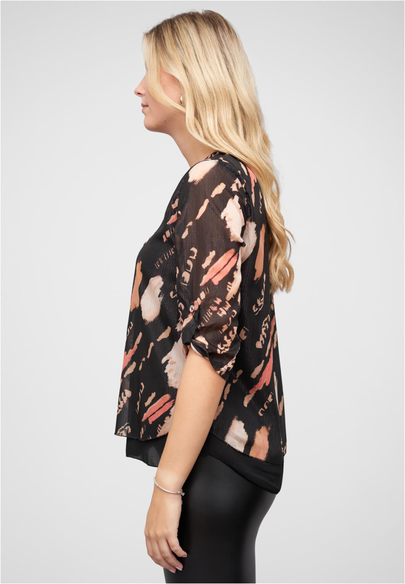 Chiffon Top mit Zipper und Print