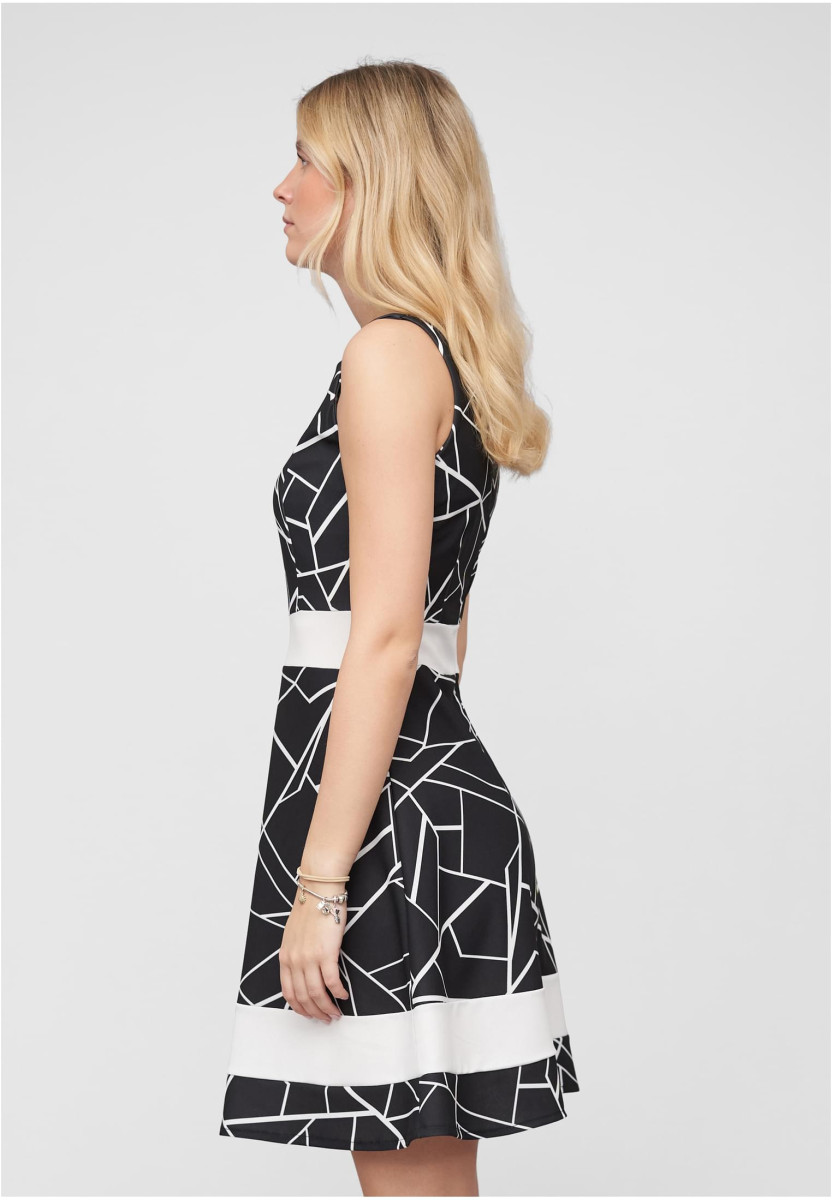 Dress with Abstract Print and Zipper on the back