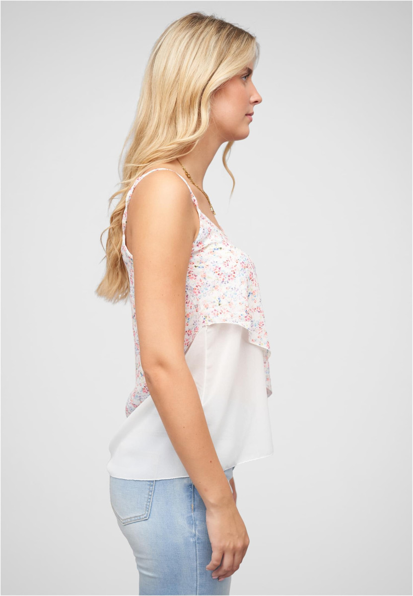 Chiffon Top 2-lagig V-Neck Blumen Print