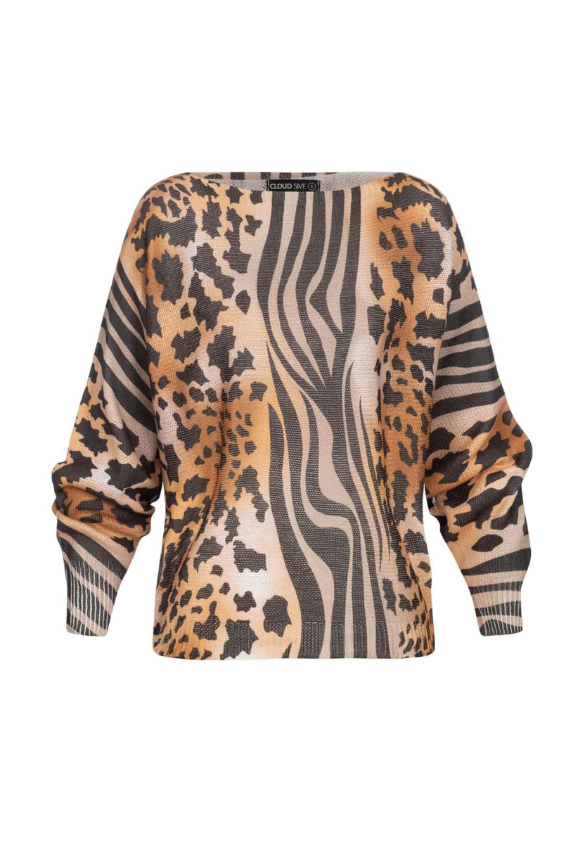 Shirt mit Leo-Print beige