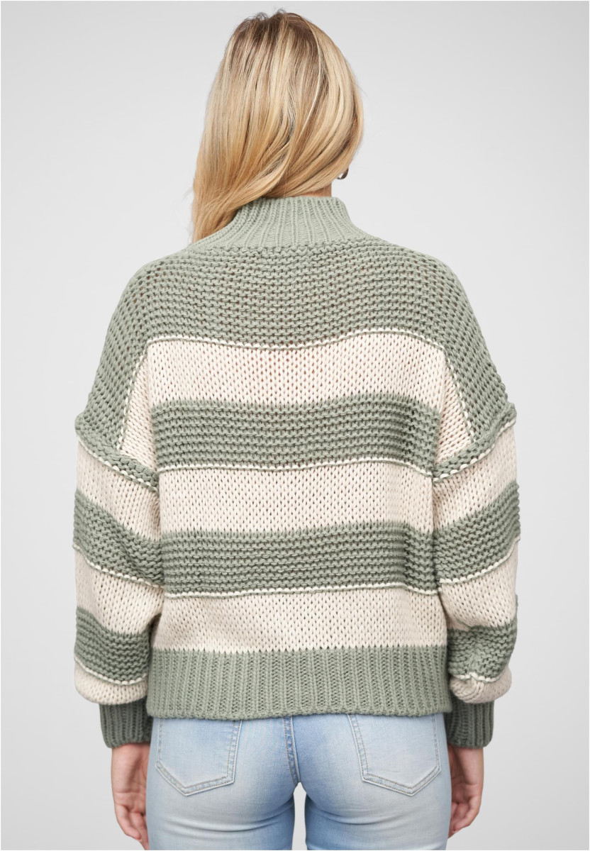 Strick-Sweater Pullover mit High-Neck und Streifen-Muster