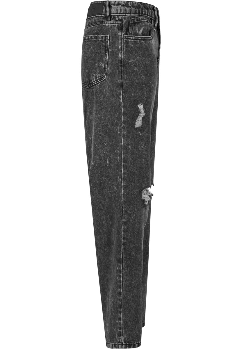 Ladies Distressed 90's Wide Leg Denim Pants