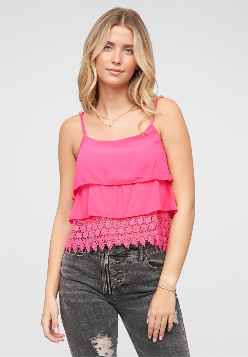 Chiffon Stufen Top mit Spitze 3-lagig