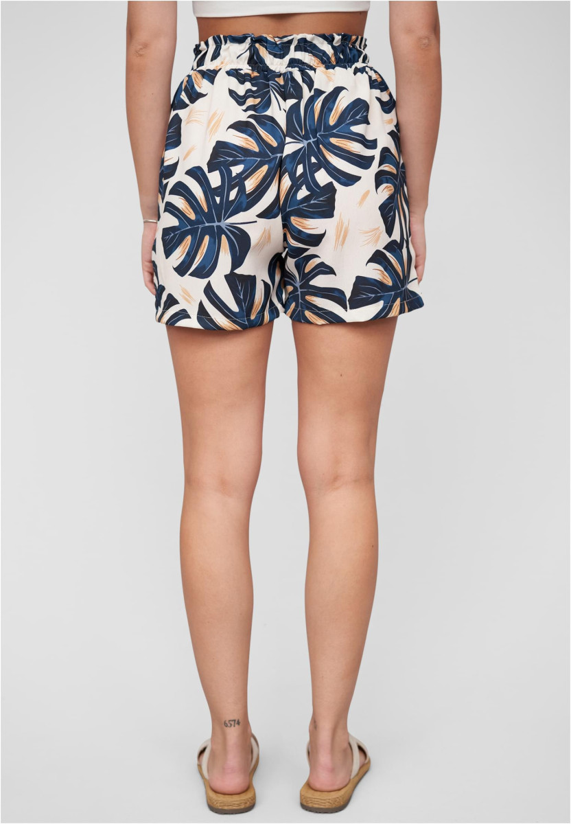 Paperbag Shorts with tie belt and palm print