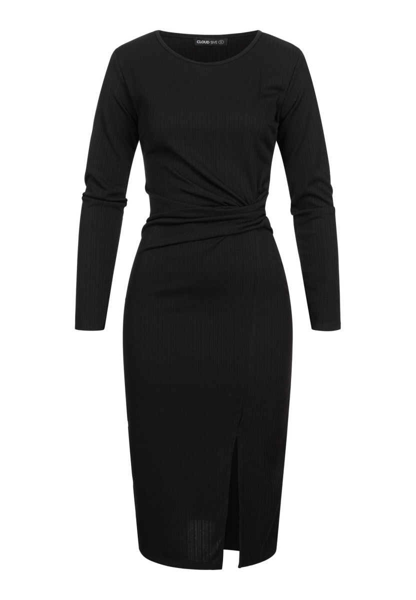 Longsleeve Dress with knot detail and side slit