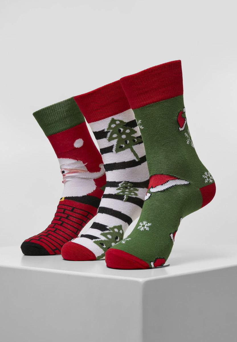 Stripe Santa Christmas Socks 3-Pack