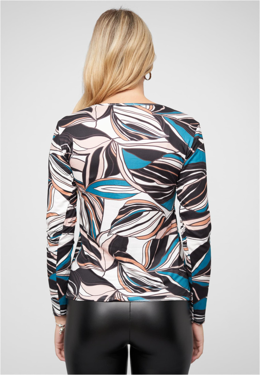 Langarm Top mit Bl?tter Print