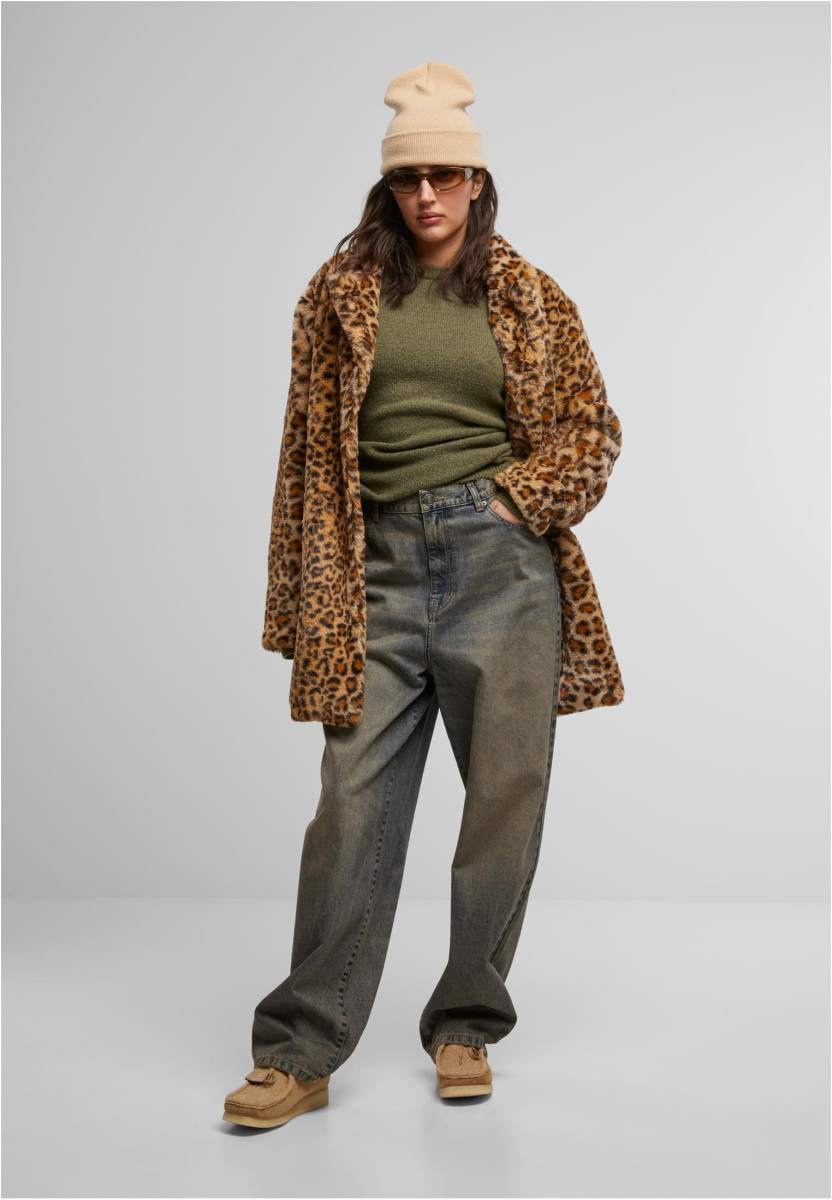 Ladies Oversized Faux Fur Leo Coat
