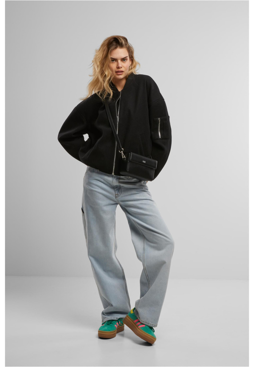Ladies Faux Wool Bomber Jacket