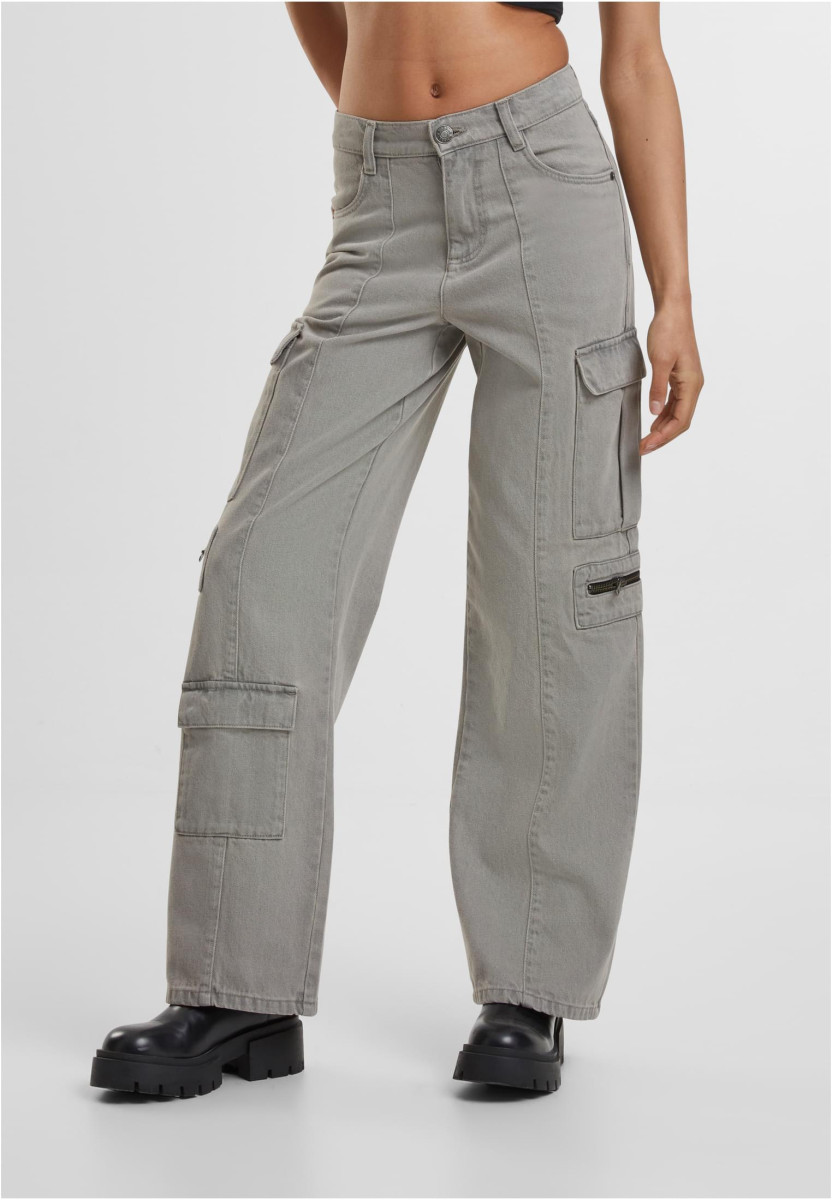 Ladies Loose Utility Denim Pants