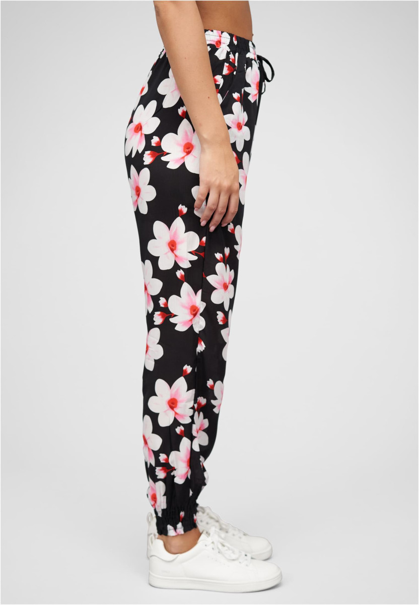 Viskose Hose mit B?ndchen 2-Pockets & Big Flowers